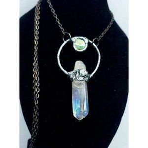 Angel aura quartz and sea shell crystal necklace cosplay fantasy fairy style